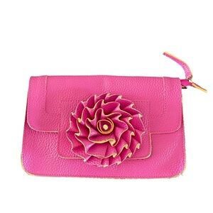 Jazzd Pink Floral Appliqué Crossbody Bag‎